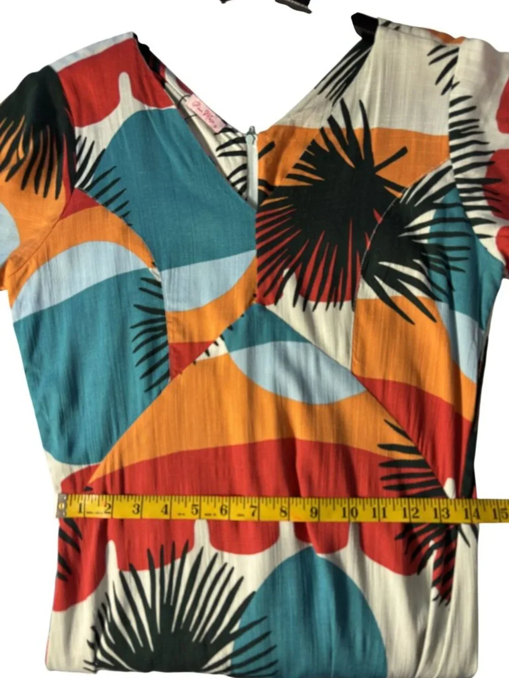 Bohemian Maxi Dress With Short Sleeves & V-Neckline Vibrant Multicolor Size M - Picture 7 of 13